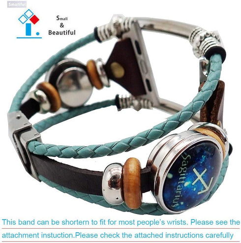 Bling Bands with Gray bag for Women,Soft Fwminine Band Compatible with Apple Watch Series 1/2/3/4/5 38mm 40mm,Turquoise Color Ropes,Glass Sagittar...