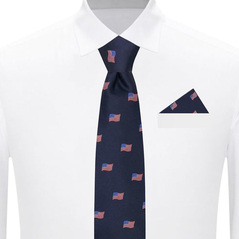 Jacob Alexander Men's Woven American Flags USA Navy Neck Tie - Slim...