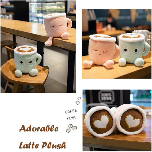 Latte Plush Pillow, 11.8 Inch Coffee Cup Plush Doll Toy, Coffee Food Stuffed Plush, Christmas Birthday Gift for Kids Adults Boys Girls (Pink)...
