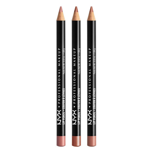 NYX PROFESSIONAL MAKEUP Slim Lip Pencil, Long-Lasting Creamy Lip Liner - Pack Of 3 (Peakaboo Neutral, Nude Pink, Ever)...