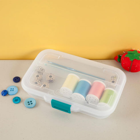 Sterilite Small Divided Pencil Box, Stackable Plastic Small Storage Container with Latching Lid, Organize Pens and Small Items, Clear Case, 12 Pac...
