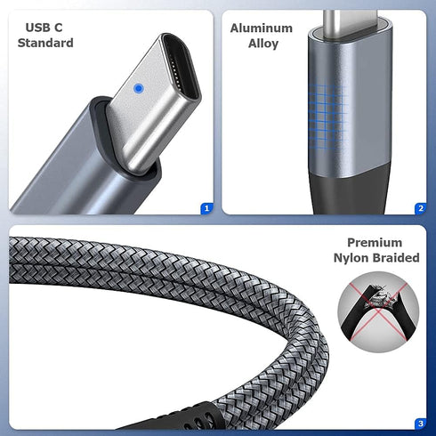 Puxnoin USB C to USB C Cable 6ft 60w, 3Pack USB C Cable, PD Type C Charging Cable Fast Charging Compatible with iPhone 15, MacBook Pro, iPad Pro, ...