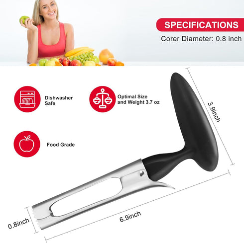 SCHVUBENR Premium Apple Corer Tool - Easy to Use and Clean - Sturdy Apple Core Remover with Sharp Serrature - Stainless Steel Corers for Apple and...