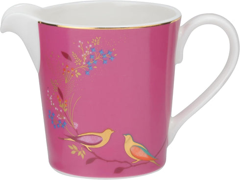 Sara Miller Chelsea Pink Creamer Pitcher by Portmeirion - 8oz Fine China Milk Jug with 22 Karat Gold Detailing - Elegant Brunch Tableware for Afte...