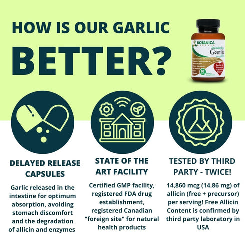 12400 mcg Allicin - TESTED by 3rd party - Odorless - Organic Ingredients - Delayed Release - 30 to 60 days supply...