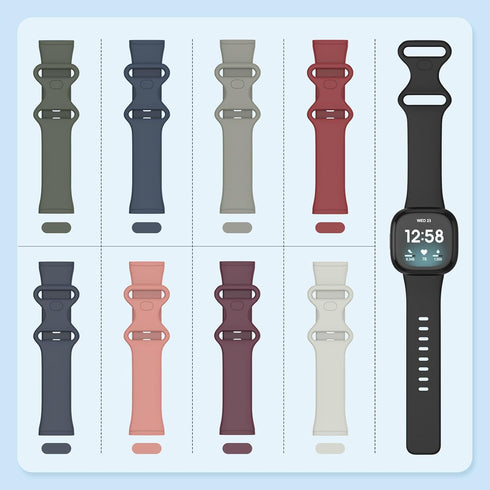 2 Pack Waterproof Bands Compatible with Fitbit Versa 3 / Fitbit Versa 4 / Fitbit Sense/Sense 2 Bands, Classic Soft Sports Replacement Wristbands f...