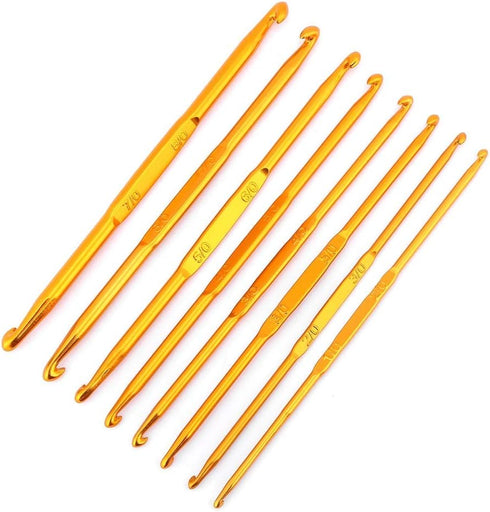 Oumefar Golden Double Ended Crochet Kit Alumina Crochet Knitting Needle Kit...