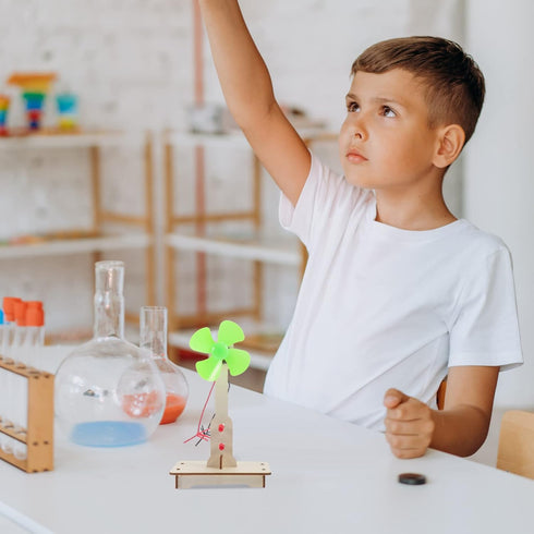NUOBESTY Wooden Toys Car Tool Science Windmill Generator Kit Wind Generator DIY Green Alternative Energy Lab Mini Teaching Generator for Kids DIY ...