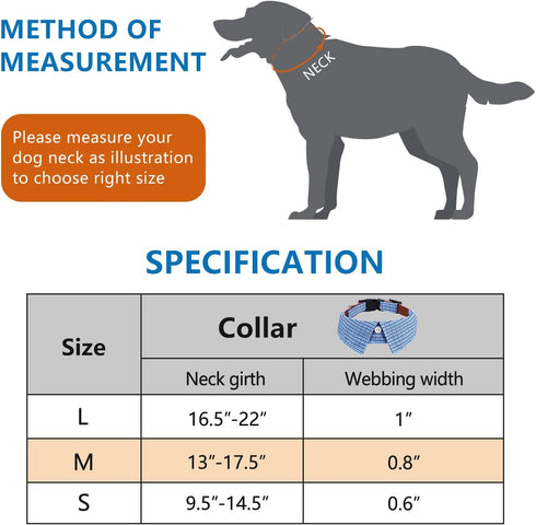 Cotton Plaid Shirt Style Dog Collar Soft Cute,Boy Dog Collar with Quick-Release Buckle,Adjustable Bow Tie Collar for Small Medium Large Dogs...