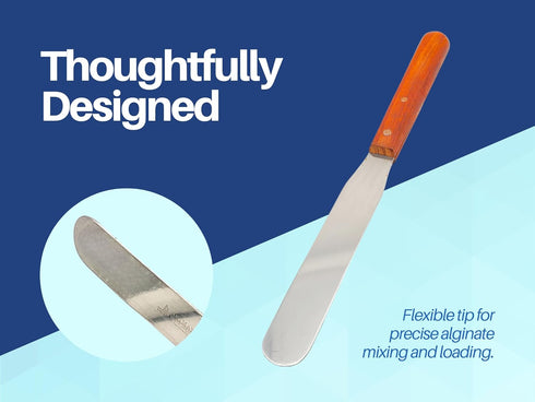 Dental Lab Spatula 8" Straight Set of 3 Plaster Alginate Mixing Stainless Steel with Wooden Handle...