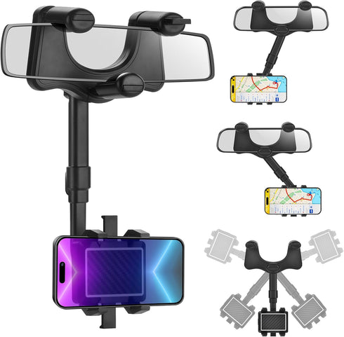 Multifunctional 360 Car Rearview Mirror Phone Holder - Satismoon Car Phone Holder, Rear View Mirror Phone Holder, Car Phone Holder Rear View Mirro...
