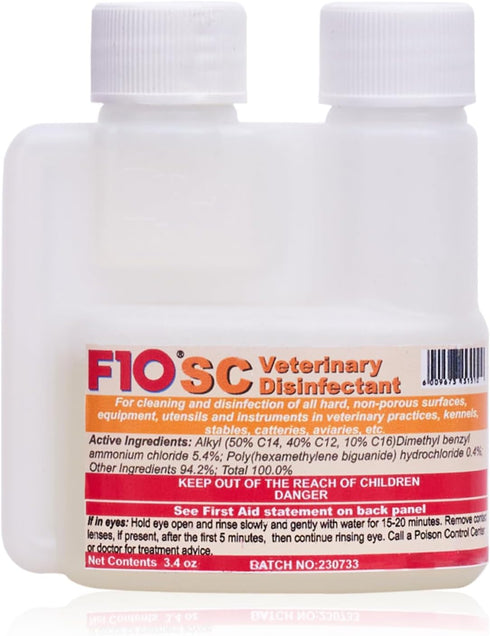 F10 SC Concentrated Veterinary Disinfectant & Cleaner for Kennels, Litter Box, Cage, Terrariums, Habitats, Vet Practices - 100 ml (3.4oz)...
