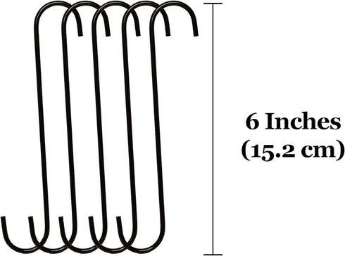 SunGrow S-Shaped Metal Tree Branch Hangers, Black Hook Stainless Steel Stakes for Bird Feeder & Baths, Plant Hanger, Outdoor Lights (5 Pcs - 6 Inc...
