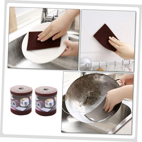 2 Rolls Emery scrub sponge kitchen cleaning brush kitchen sponges non abrasive scrub pad dish brush scrubber sponges replaceable dish sponges Mult...