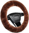 Soft Fluffy Sheepskin Car Steering Wheel Cover for Universal Auto Vehicle Women Man 14 1/2 inch-15 1/2inch Fuzzy Accessories (Saddle Brown)...