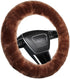 Soft Fluffy Sheepskin Car Steering Wheel Cover for Universal Auto Vehicle Women Man 14 1/2 inch-15 1/2inch Fuzzy Accessories (Saddle Brown)...