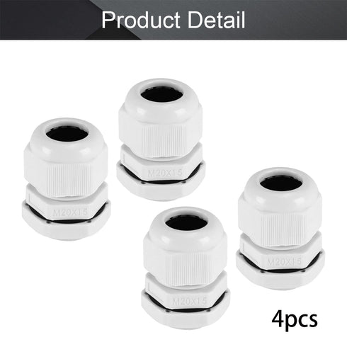 Fielect 4Pcs M20 Cable Gland Plastic Waterproof Cable Glands Joints Adjustable Connector White for 6-12mm Dia Cable...