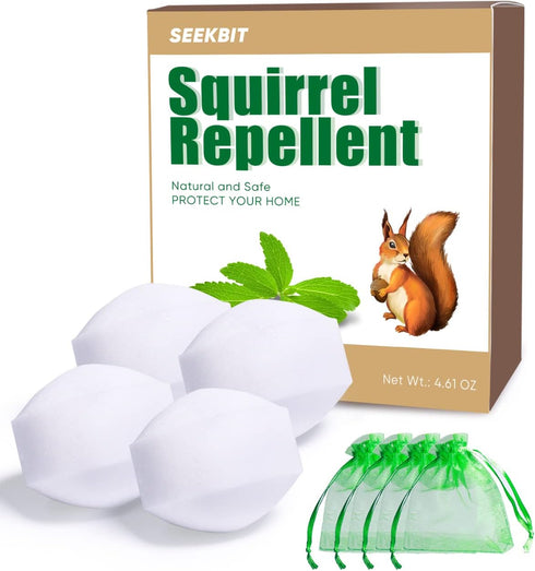 SEEKBIT 4 Pack Squirrel Repellent, Peppermint Garlic Keep Squirrel Out of Attic, Car, Engines, Roof, Outdoor Squirrel Deterrent Repels Chipmunk Ro...