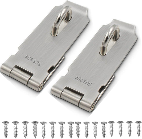 SZHDX Door Locks Hasp Latch, 5 Inch 304 Stainless Steel Safety Packlock Clasp Hasp Lock Latch, Extra Thick Gate Lock Hasp with Screws Brushed Fini...