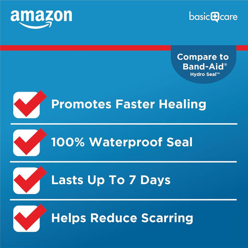 Amazon Basic Care Advanced Fast Healing Hydrocolloid Gel Bandages, Large, 6 ct...