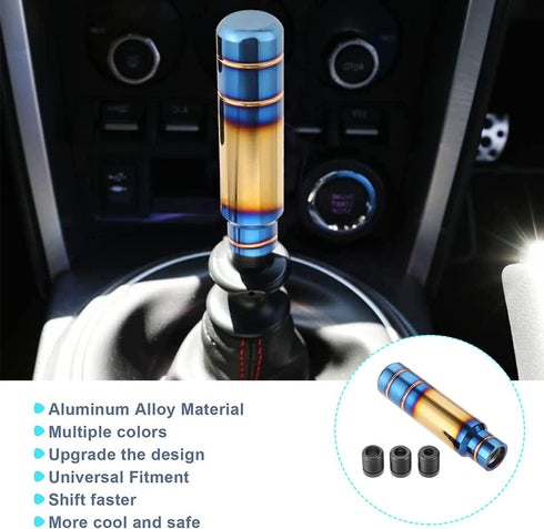 Weighted Manual Shift Knobs Blue, 5 Inch with 3 Threaded Adapters M8 M10 M12 x 1.25, Metal Gear Stick Shift Knob Aluminum Alloy, Universal Car Acc...