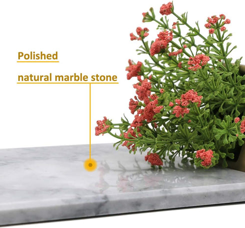 Rectangular Marble Vanity Tray for Counter, Bathroom, Dresser, Nightstand or Desk, 11-5/8" x 6-1/4"...