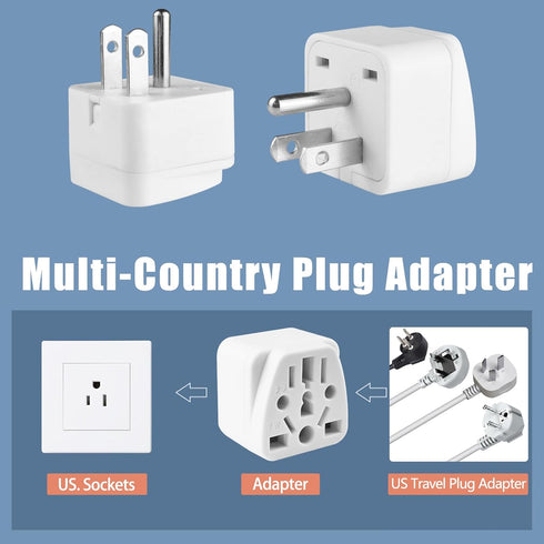 2 Pack US Travel Plug Adapter,UK to US Plug Adapter, Universal to American Outlet Plug Adapter, US to EU/UK/AU/CN/JP/Italy/Brazil/European to Amer...