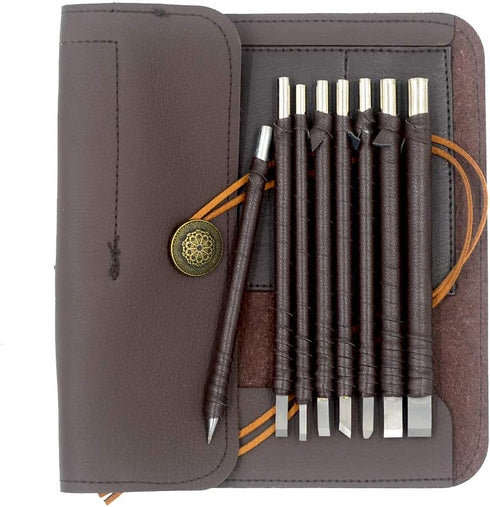 8pcs Tungsten Steel Soft Limestone and SlateStone Alabaster Carving Kit Engraving Carve Cutting Blade Chisel Tool Set for Stone Seal Graver...