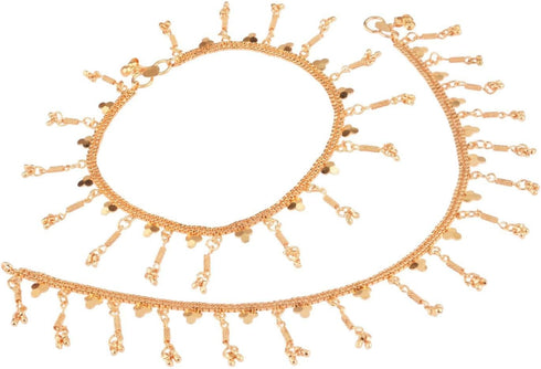 Efulgenz Gold Tone Indian Jewelry Set for Women Dubai Style Anklet Set Bollywood Fashion Indian Gold Tone Drop Anklet Indian Bridal Jewelry for We...