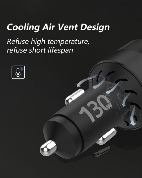 130W USB C Car Fast Charger with 100W Cable,PD 100W PPS 45W QC5 30W Cigarette Lighter Type C Charger for iPad Pro MacBook Pro Air Laptop iPhone 15...