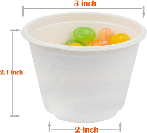 Golden Apple, 4oz-50ct Portion cups. Compostable Sugarcane/Bagasse. Biodegradable. Sample food cups....