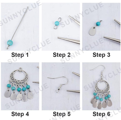 SUNNYCLUE 1 Box 8 Sets Bohemian Chandelier Earring Making Kit Tibet Style Alloy Boho Charms Fashion Drop Dangle Earrings Turquoise Glass Beads for...