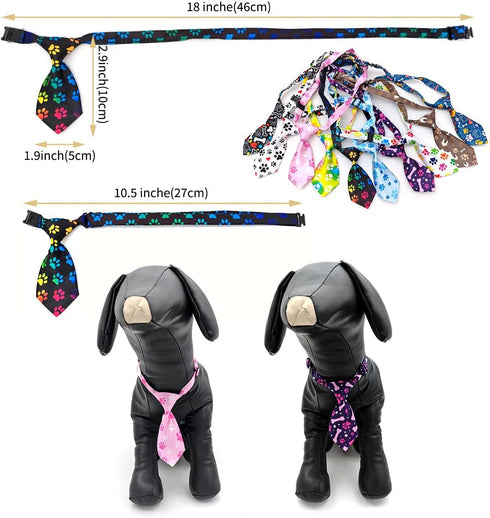 PET SHOW 10pcs Pack Paw Small Dog Ties Neckties for Doggies Cats Adjustable Holiday Birthday Grooming Accessories Neck Ties Bowties Girl Boy Festi...