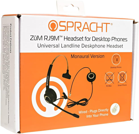 Spracht Zum RJ9 Single Ear Wired Headset for Desktop Phones | Universal Telephone Headsets for Office Phones | Works with Polycom Digium Nortel Ye...