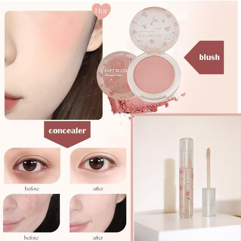 Makeup Kit for Women 8 Pieces Makeup Sets, 4 Color Lipsticks& Eyeshadow, Eyebrow Pencil, Concealer, Blush Palette 8Pcs Gift Box Makeup Bundle Valu...