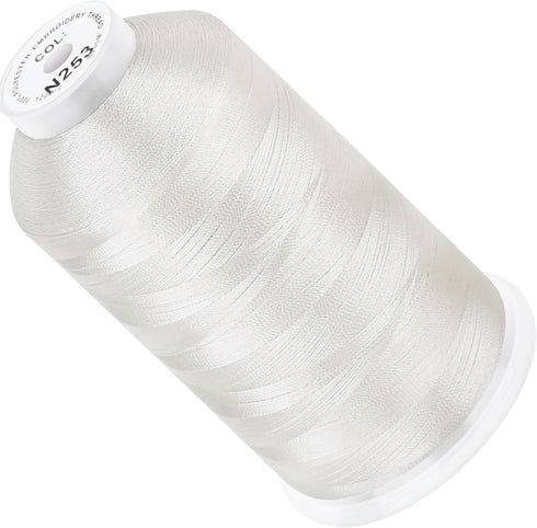 New brothread - Single Huge Spool 5000M Each Polyester Embroidery Machine Thread 40WT for Commercial and Domestic Machines - Ivory White (Janome C...