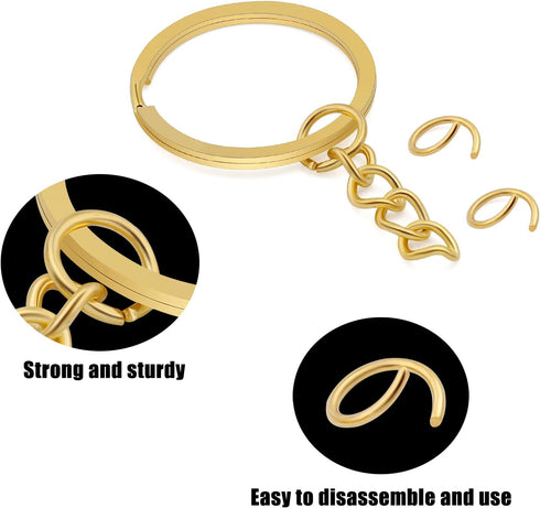 20Pcs Keychain Key Ring with Chain Bulk Split Key Chain,1.1 Inch Key Chains Parts with Open Jump Ring Connector for Jewelry Making Crafts (Gold)...
