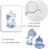 Chinoiserie Wall Art Print-- Bedroom or Study Decor -- Chinese Blue White Porcelain Vase Canvas Print ( Set of 6 )--Unframed--8X10 inch 1...