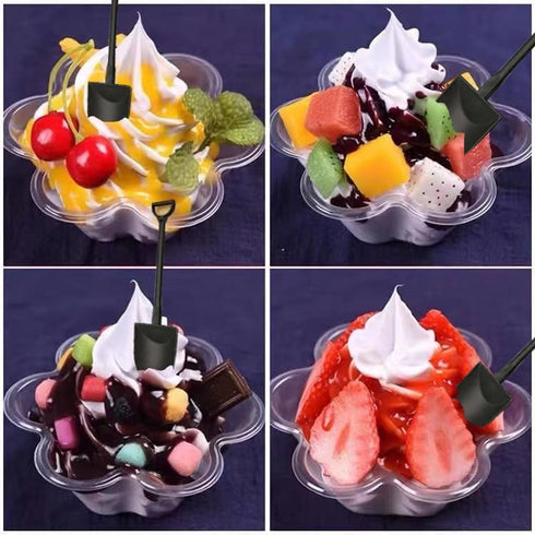 100Pcs Plastic Disposable Mini Shovels Pudding Yogurt Spoons Ice Cream Dessert Spoon Mini Shovel Shape Spoons Cute Disposable Plastic Dessert Spoo...