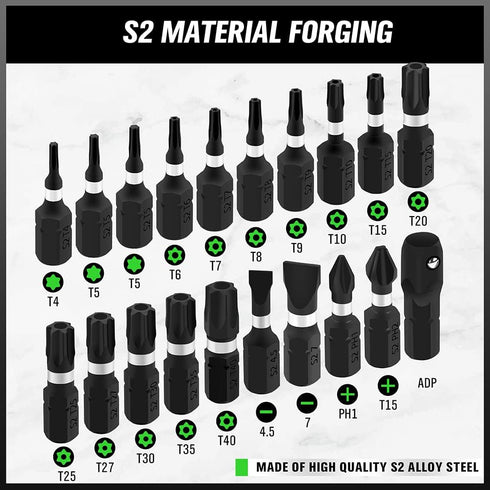 SWANLAKE 20PCS Tamper Resistant Star Bit Set,Torx Bit Set, Impact Grade Security Torx Bit Set,1/4-inch Hex Shank, S2 Alloy Steel, T4-T40...