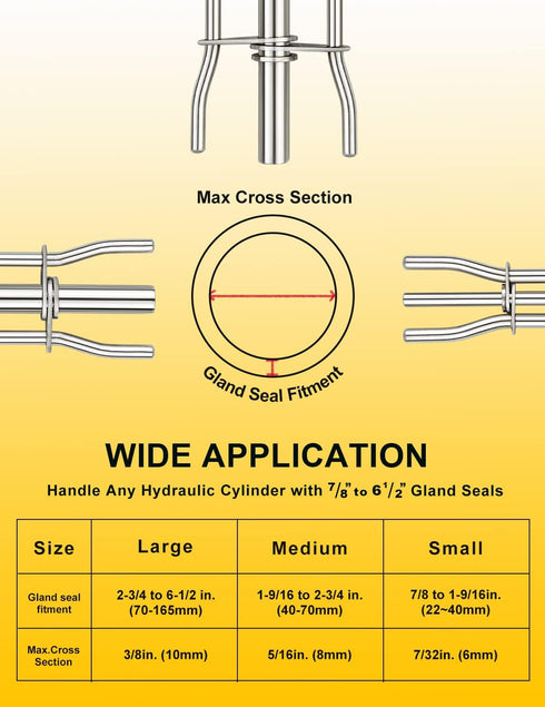 Hydraulic Seal Installation Tools, Hydraulic Cylinder Piston Repair Seal Kit, U-Cup Rod Seal Installation Tool Kits Upgraded Seal Twistor Install ...