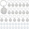 DICOSMETIC 20 Pcs Cabochon Keychain Kit Platinum Round Pendant Blank Alloy Tray Charms Blanks Trays for Photo with 20Pcs Glass Cabochon for DIY Je...