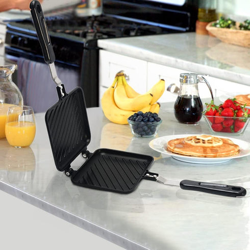 GEZICHTA Grilled Sandwich Panini Maker Mini Waffle Maker Panini Hot Sandwich Maker Pan Nonstick Double Sided Frying Pan Home Kitchen Breakfast Mac...