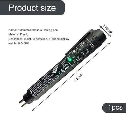 1 PC Car Brake Fluid Test Pen, Hydraulic Oil Moisture Analyzer Troubleshooter, Universal Diagnostic Test Tool with 5 LED Indicators, Product Compa...