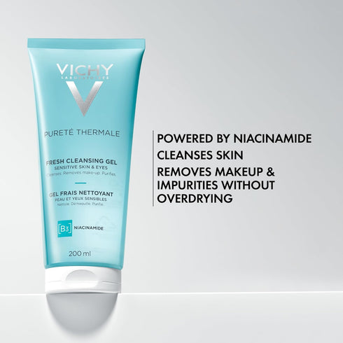 Vichy Pureté Thermale Fresh Cleansing Gel, Formulated With Glycerin, Gentle Gel Cleanser & Makeup Remover, Removes Impurities Without Overdrying, ...