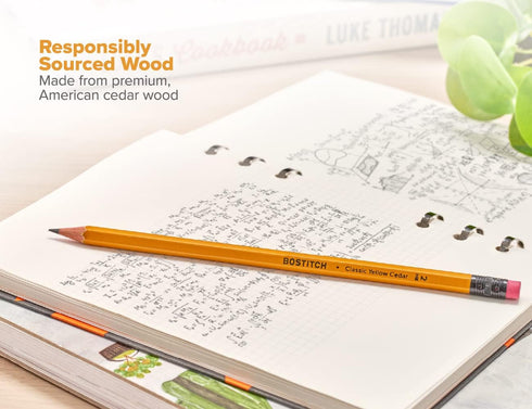 Bostitch Office Premium #2 Pencils, American Cedar Wood, Pre-Sharpened, HB Graphite, 24-Pack (BACP12Y-2PK)...