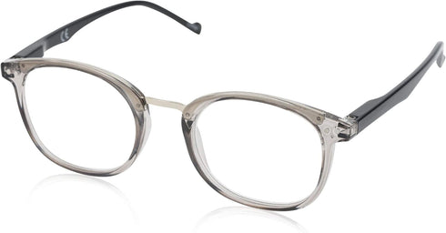 In Style Eyes Modern Reading Glasses - Full-rimmed, Classic Oval Style, Lightweight Frame with Metal Spring Hinges - Grey - 2.5x...