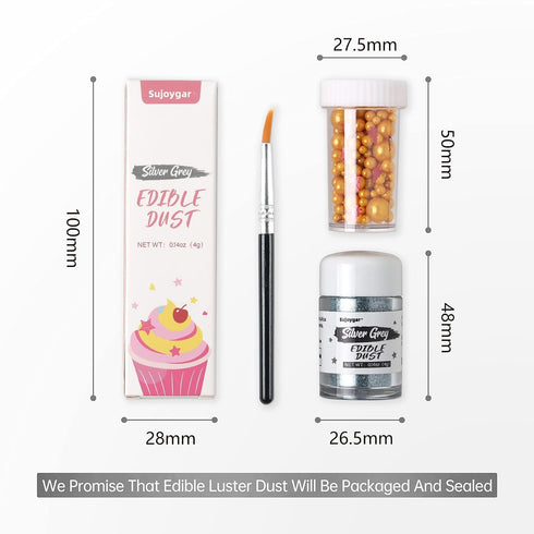Sujoygar Silver Edible Glitter for Cocktails, 4g Luster Dust Edible Drink Glitter for Cake Vodka Chocolate Wine Cupcake Baking Food Grade Shimmer ...