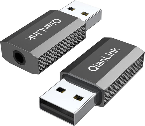 USB to 3.5mm Jack Audio Adapter (2-Pack), USB to Audio Jack Adapter Headset, USB A to 3.5mm TRRS Female, External Stereo Sound Card for Headphone,...