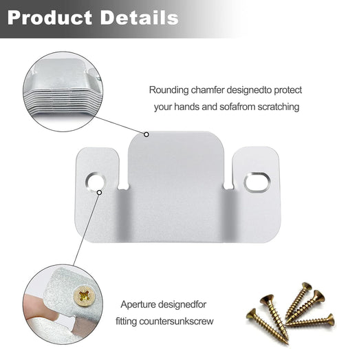 4 Pcs Sectional Couch Connectors Metal Couch Clips Sofa Connector Interlocking Furniture Connector with 10 Pcs Screws...